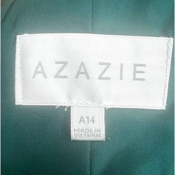 AZAZIE Pine A-Line One Shoulder Chiffon Maxi Formal Dress Ruffle Overlay Size 14 - Picture 3 of 14